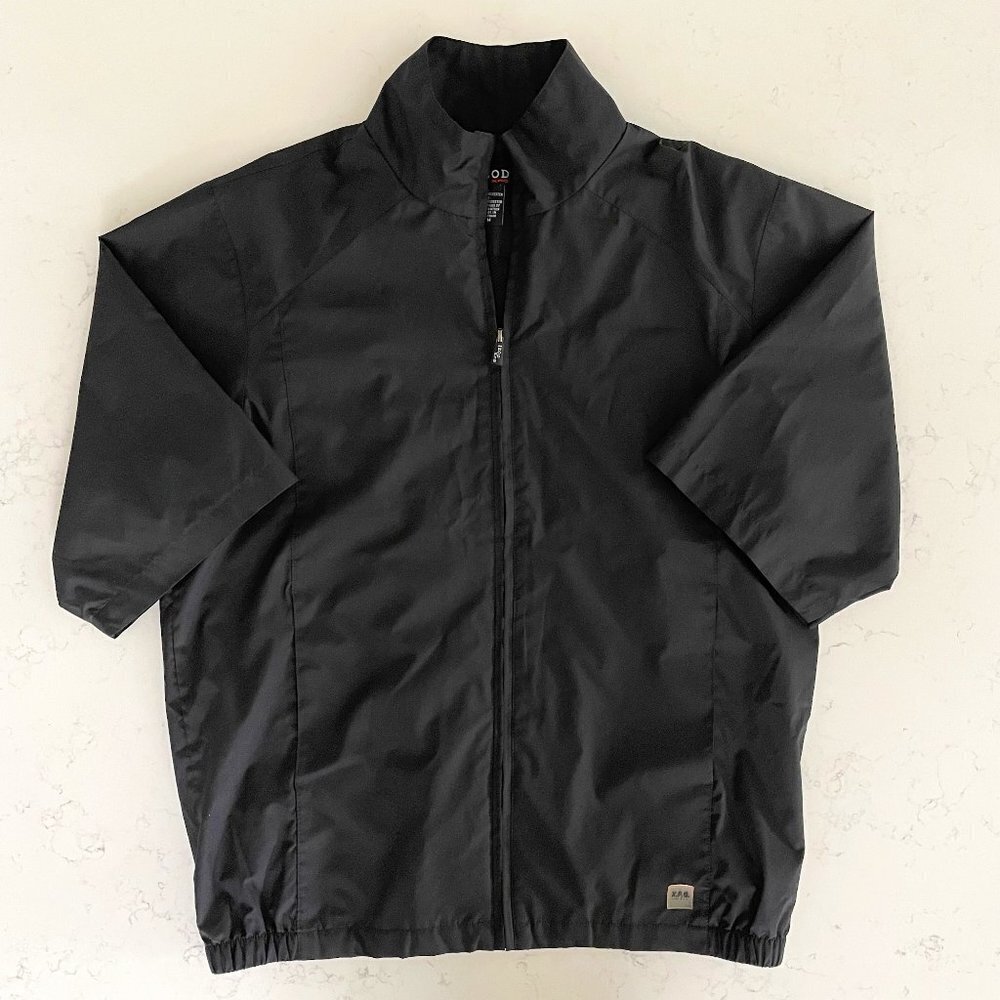 Izod XFG Athletic SS Zip Up High Collar Poly Golf Windbreaker Jacket Black Sz M